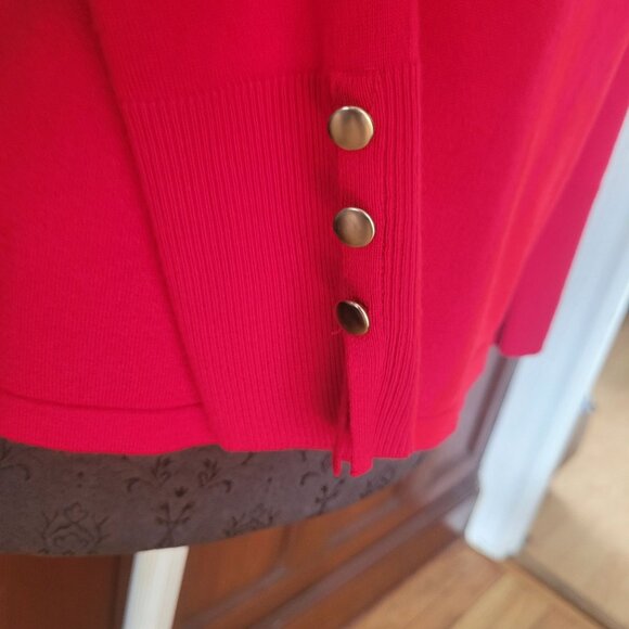 Chicos Red Long Sleeve Button Cuff Sweater Petite P Rayon/Polyester Womens Casua - Picture 5 of 5